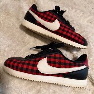 Nike Red and Black Checkered Sneakers